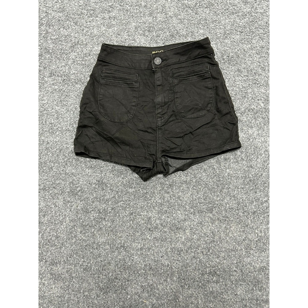 BDG Shorts Womens Size 24 Black High Waisted Denim Front Patch Pockets Stretch